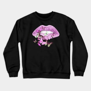 Butterflies, sparkling lips kiss 3 Crewneck Sweatshirt